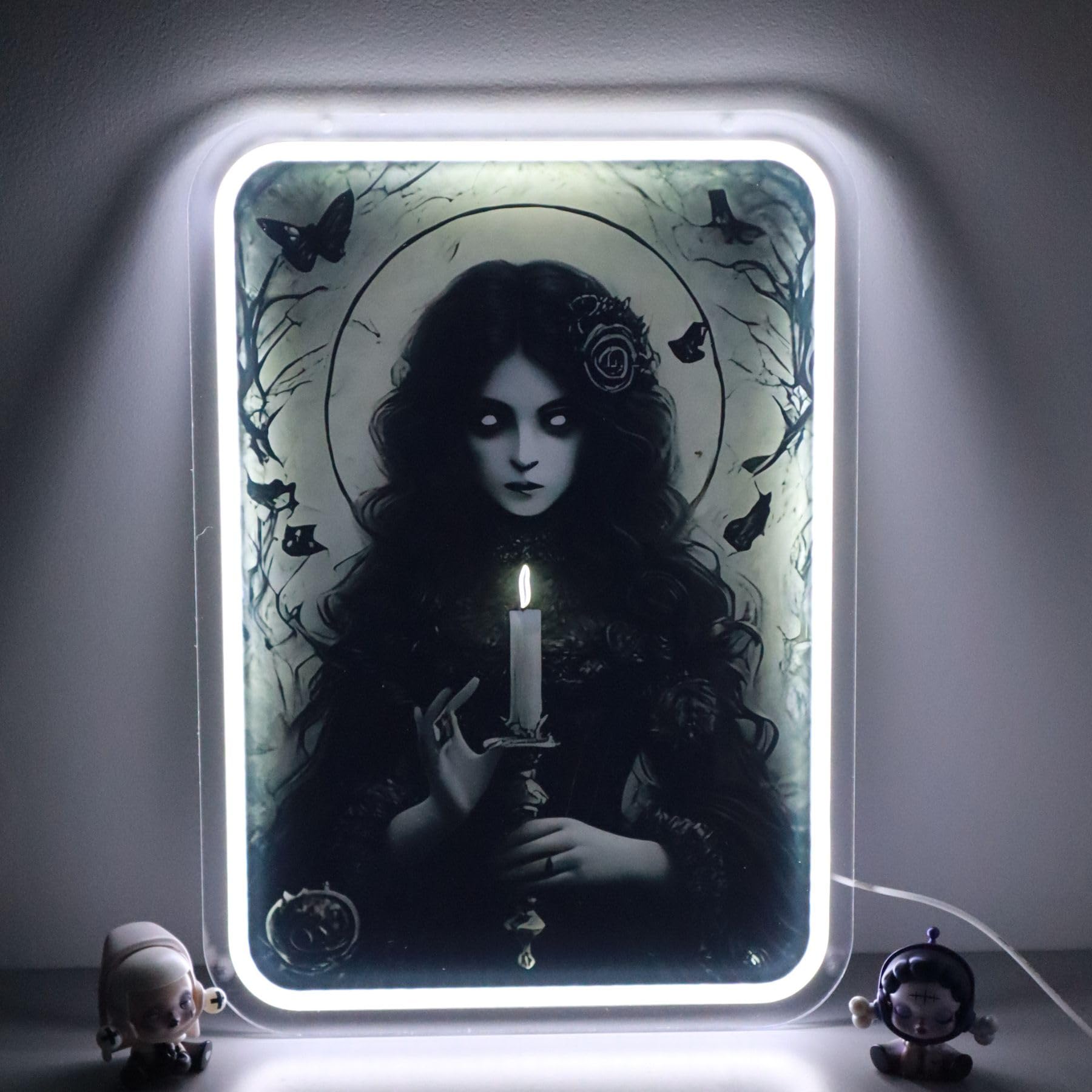 Amazon.com: ROKAKU Gothic LED Neon Wall Art – Haunted Girl with